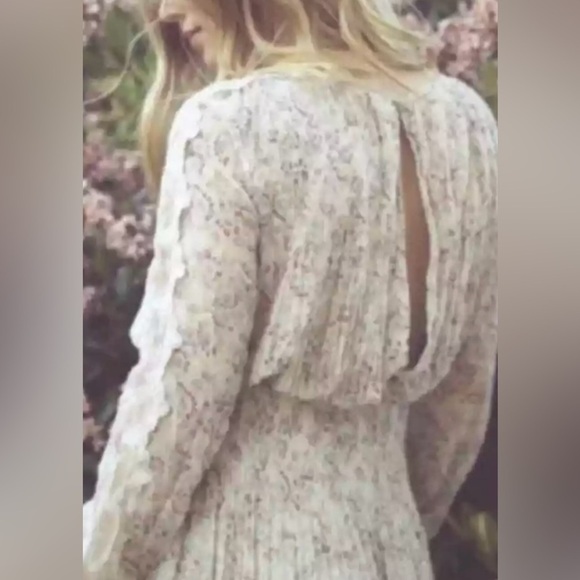 Free People Womens Floral Charlotte Midi Dress Size Medium Lace Lined - Picture 3 of 14